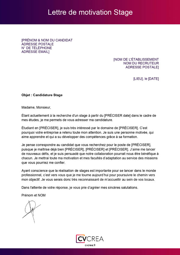 Mod le De Lettre De Stage Lettre De Demande De Stage QEQRW Mod le De Lettre De Stage Lettre De Demande De Stage QEQRW