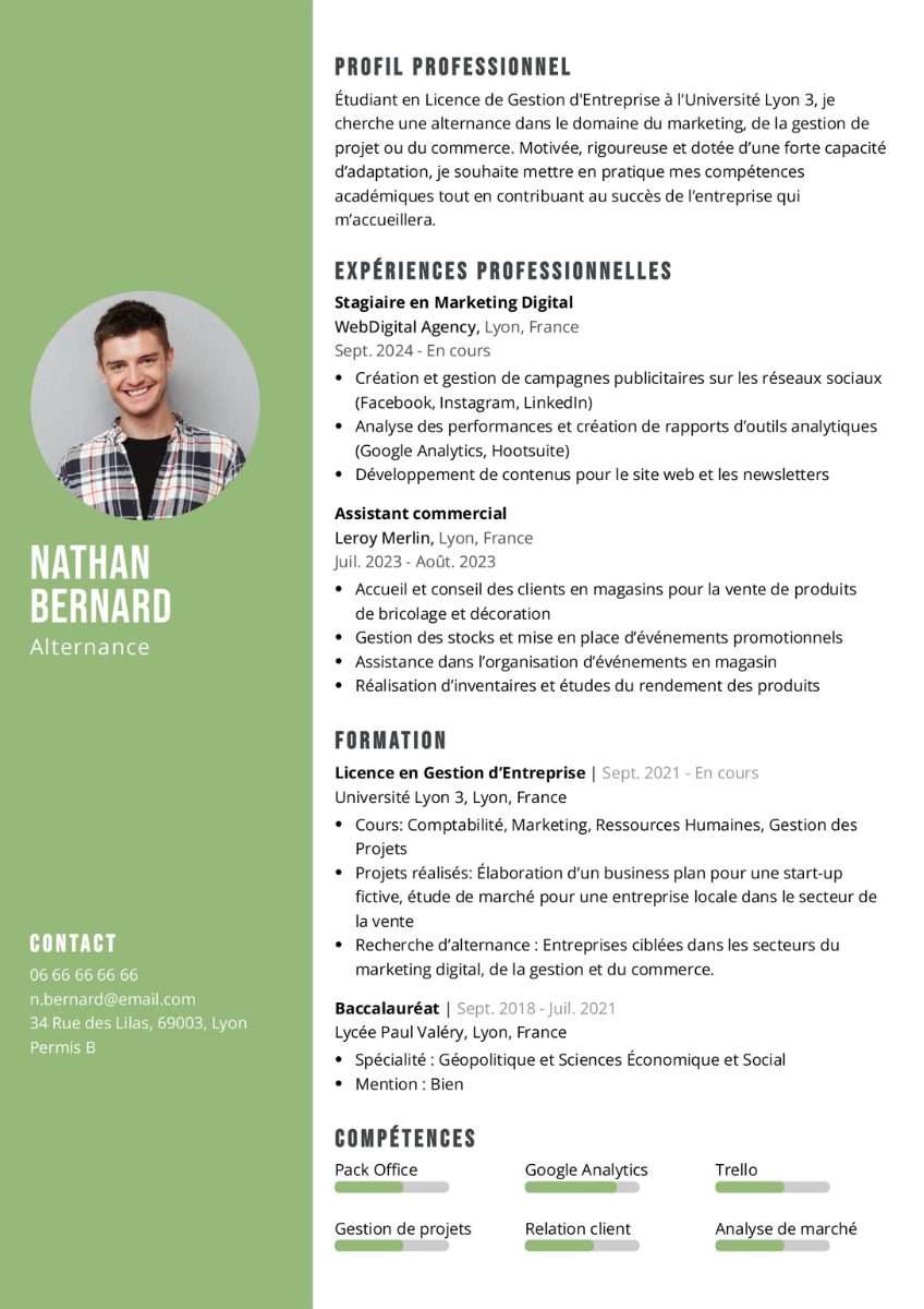 cv recherche alternance à télécharger