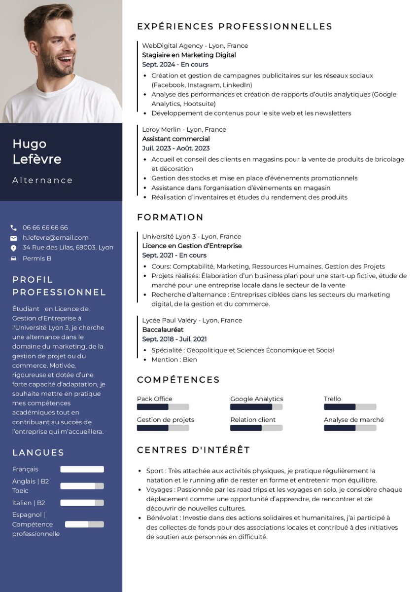 exemple de cv pour une alternance à télécharger en pdf