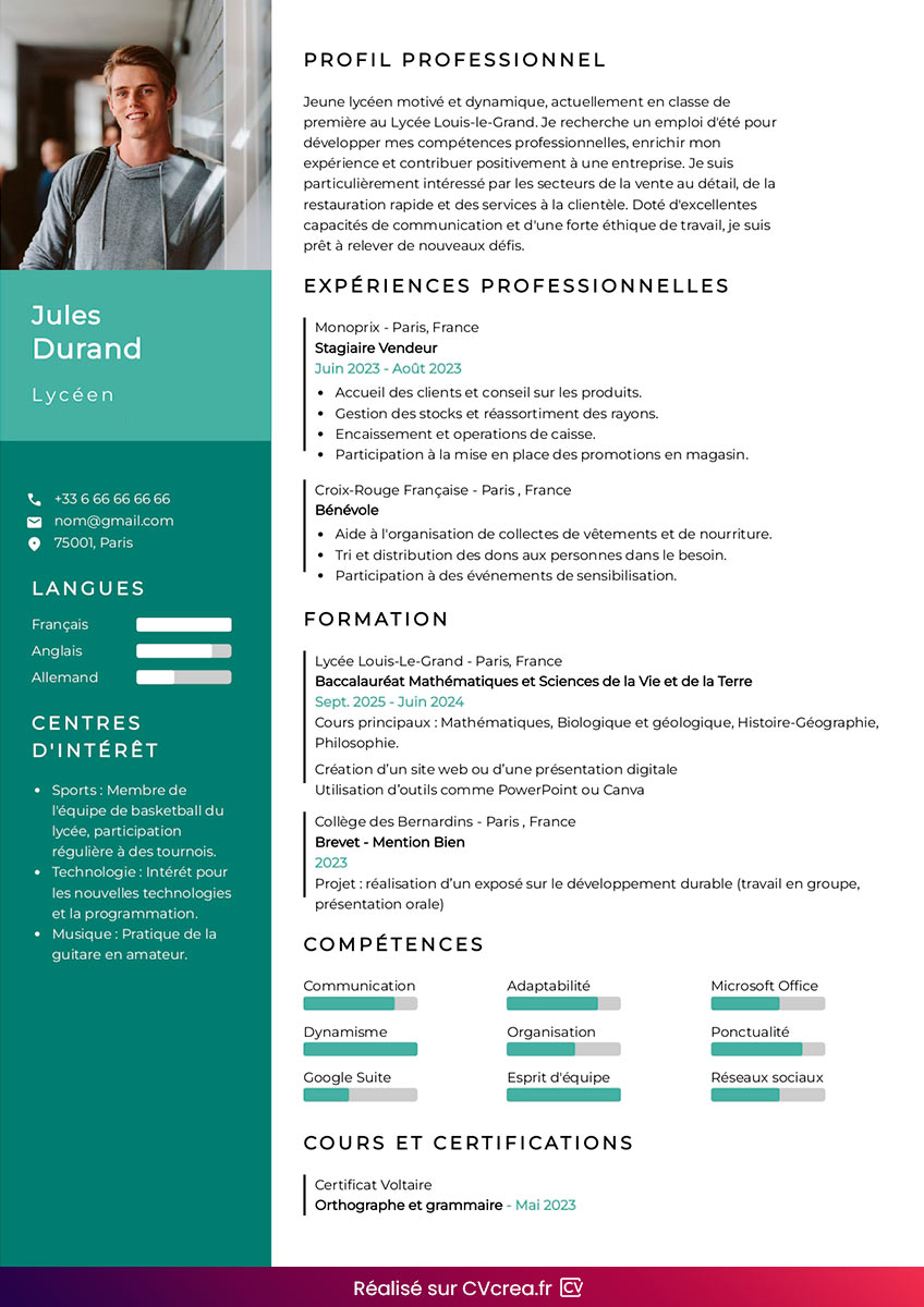 cv-lyceen-en-ligne