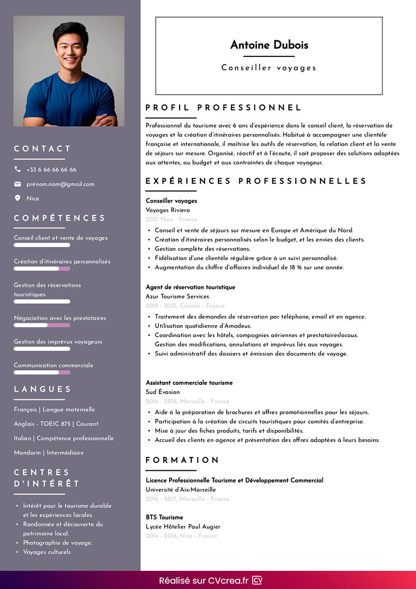 exemple de cv tourisme avec ia