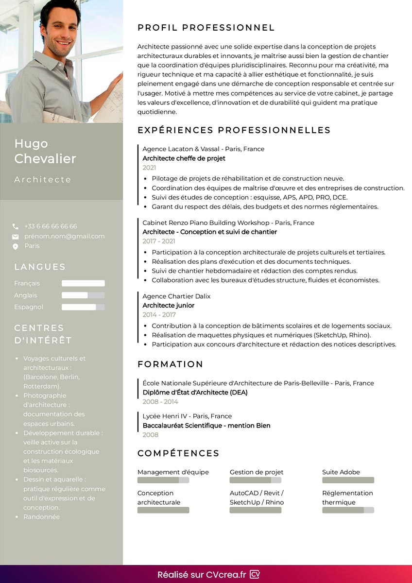 modele de cv architecture avec ia