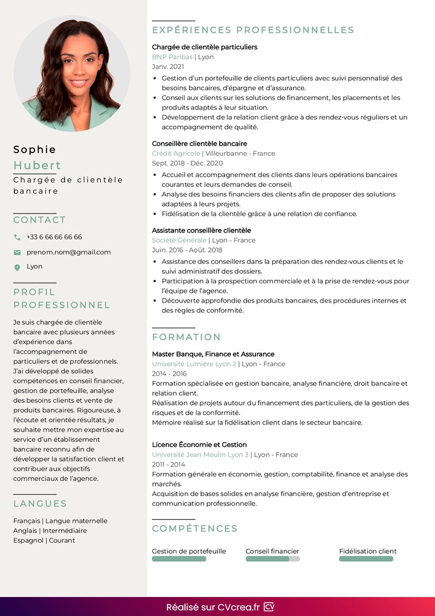 modele de cv banque gratuit en ligne
