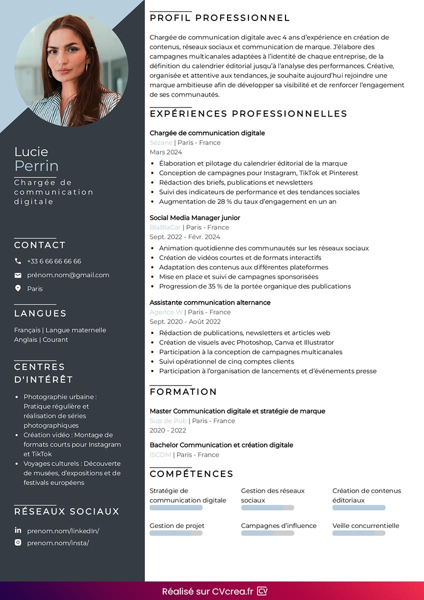 modele cv communication optimise ats