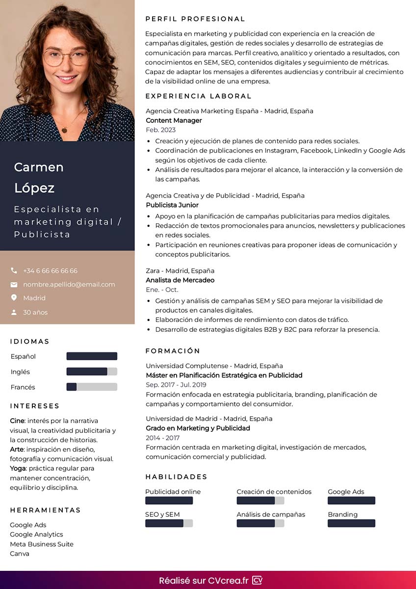 modele cv espagnol en ligne